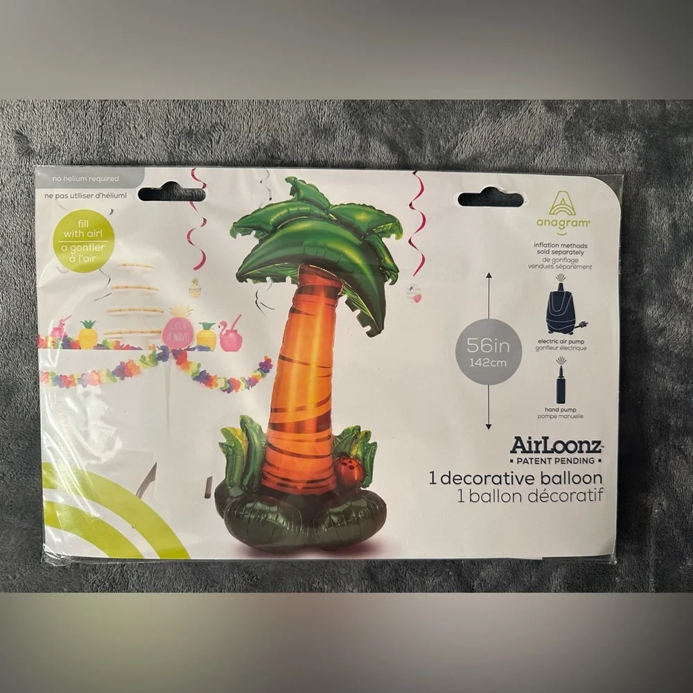 Palm Tree Balloon Foil Jumbo Party 4 Feet Tropical Free Standing Air Filled